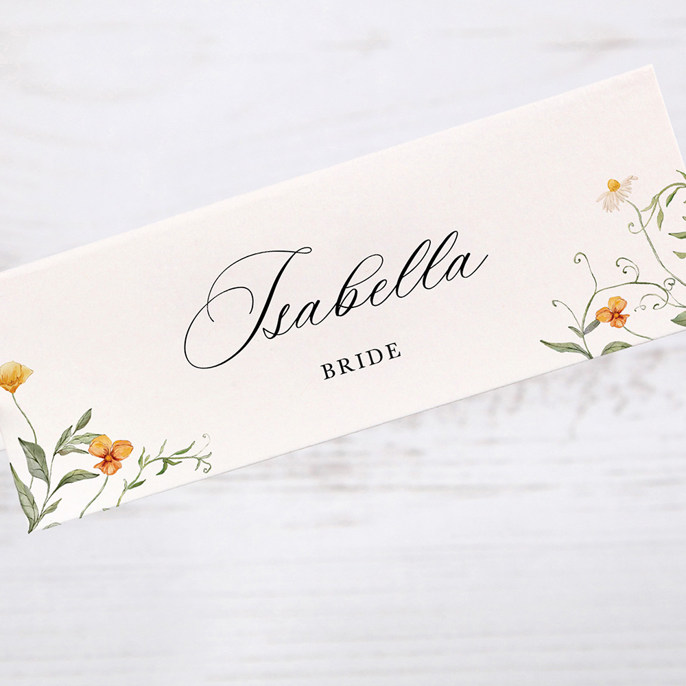 Golden Meadow Wildflower Wedding Place Cards | Spring